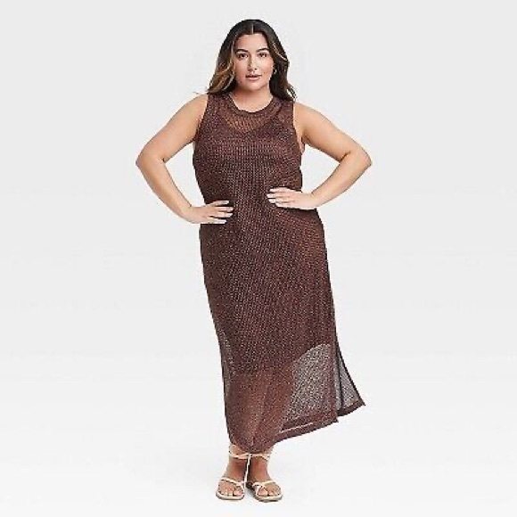 a new day Dresses & Skirts - NWT Women's Openwork Midi Tank Dress - A New Day Brown